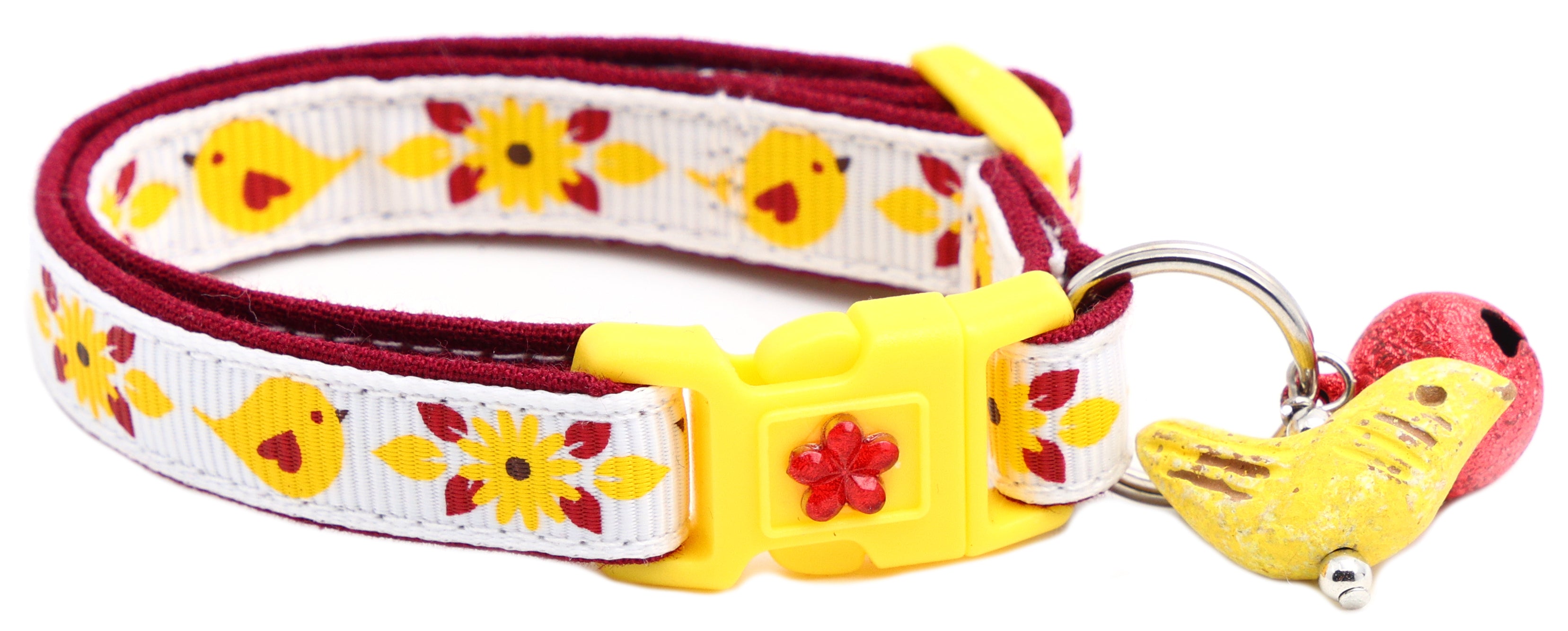 Red and Yellow Birds Cat Collar - Main Image