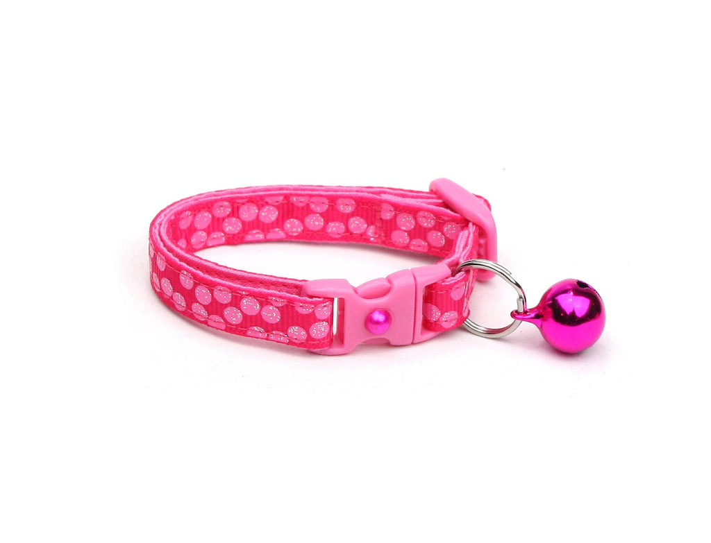 Polka Dot Cat Collar - Pink Dots on Bright Pink - Breakaway Cat Collar - Kitten or Large size B77D205