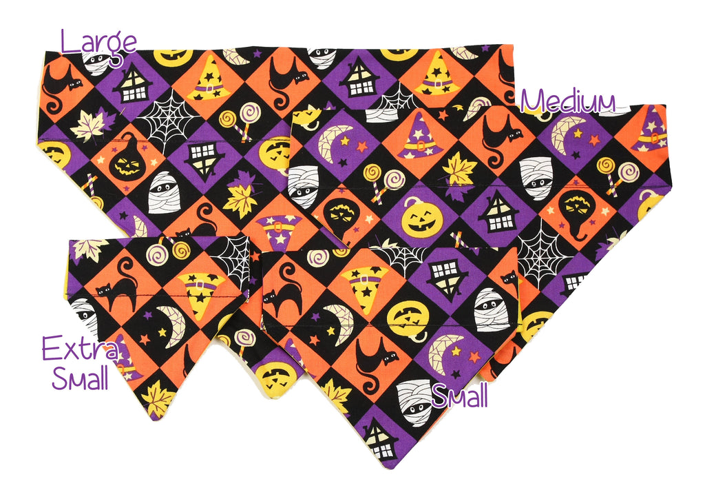 Pet Bandana - Spooky Squares - Pet Scarf - Collar Cover - Halloween