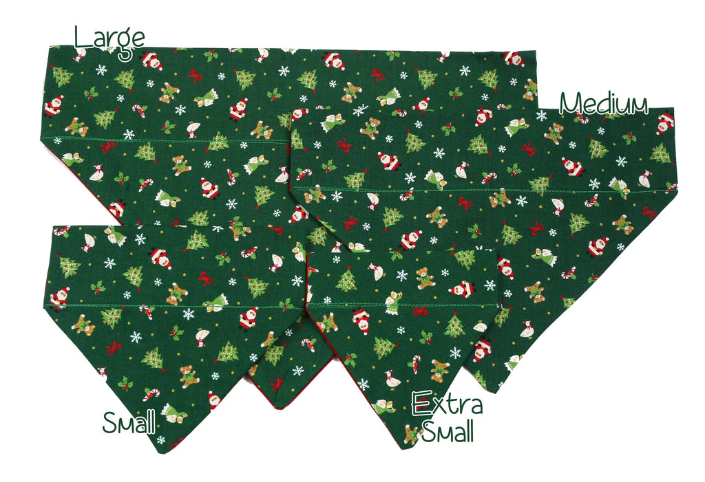Pet Bandana - Christmas Icons on Green - Pet Scarf - Collar Cover - Christmas