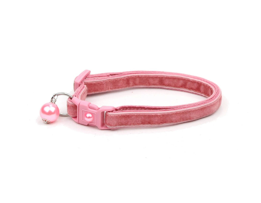Soft Velvet Cat Collar - Dusty Rose-  Pink - Kitten or Large Size B8D205