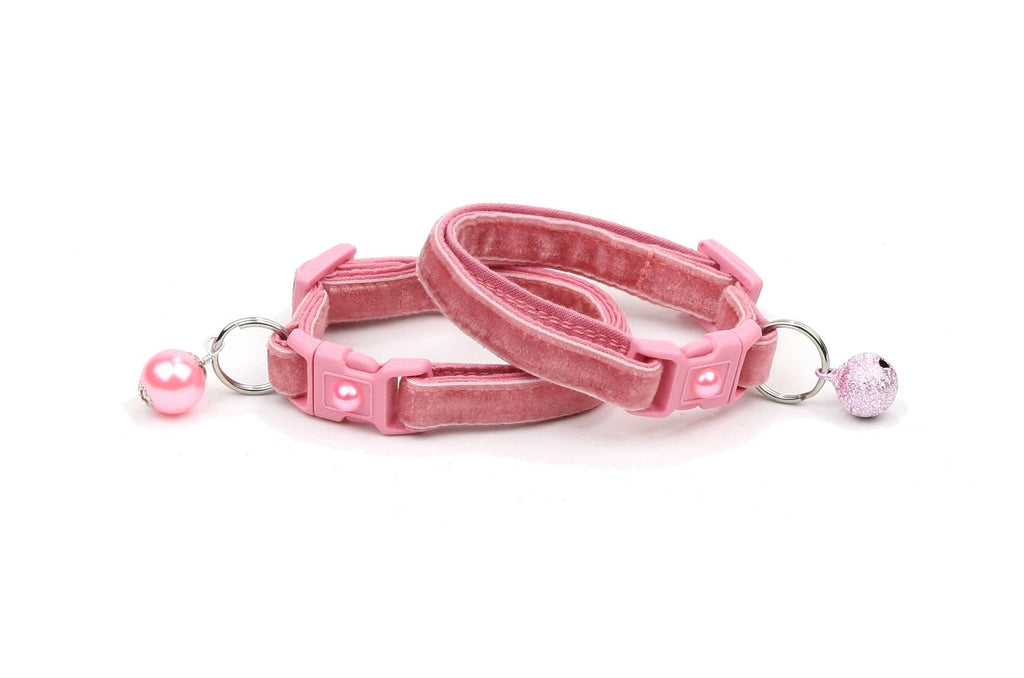 Soft Velvet Cat Collar - Dusty Rose-  Pink - Kitten or Large Size B8D205