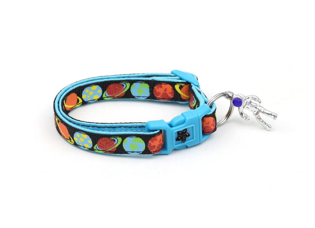 Space Cat Collar - Planets on Black - Breakaway Cat Collar - Kitten or Large size B17D13