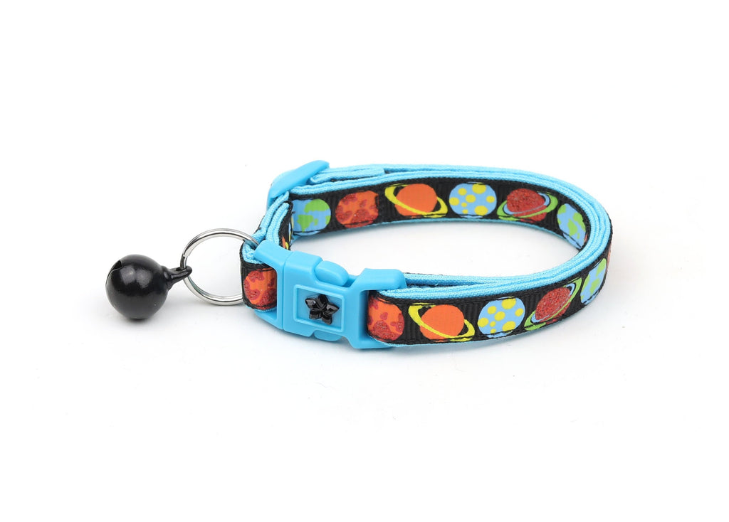 Space Cat Collar - Planets on Black - Breakaway Cat Collar - Kitten or Large size B17D13