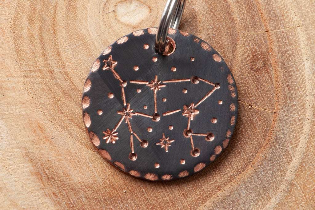 Ursa Major Constellation Custom Pet Tag - 1" Copper Dog ID Tag - Hand Stamped Cat ID Tag -- Astronomy ID Tag -- Stars -- Constellation Tag