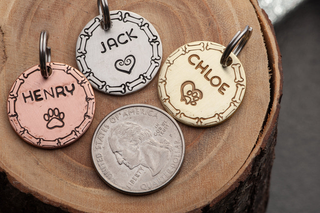 Small Dog ID tag•Pick your design•Simple Dog Name Tag•Hand Stamped ID Tag•Small Dog Name Tag•Small Name Tag•Custom Pet Tag•Brass or Copper