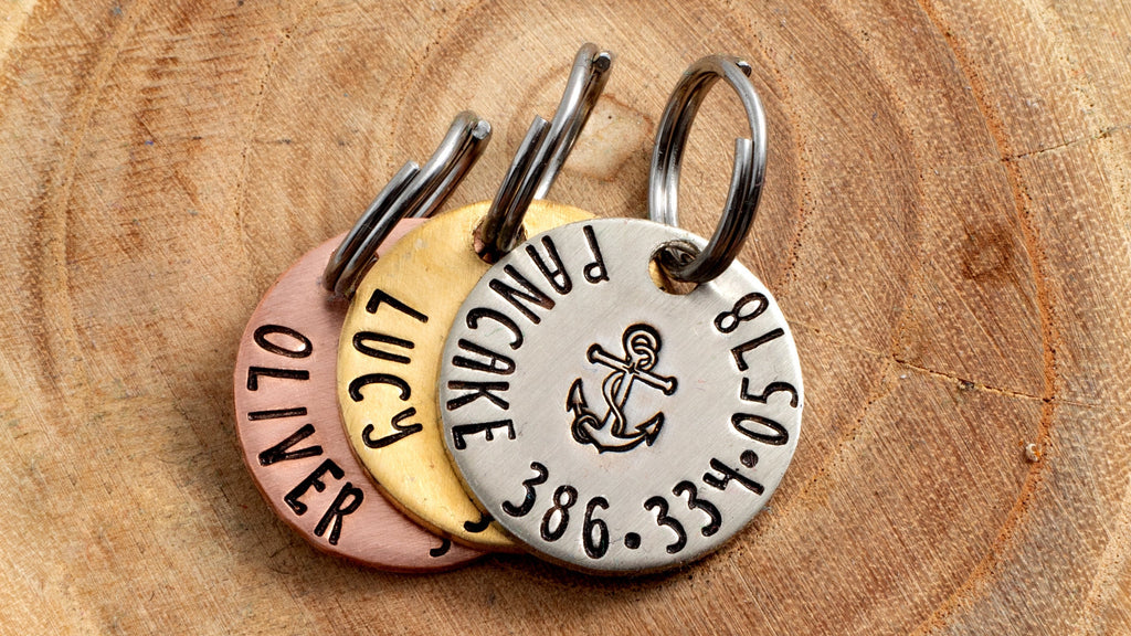 Anchor Pet ID Tag - Petite Cat or dog Tag - 3/4" pick your color Pet ID Tag - Personalized Cat ID Tag - Custom Pet Tag