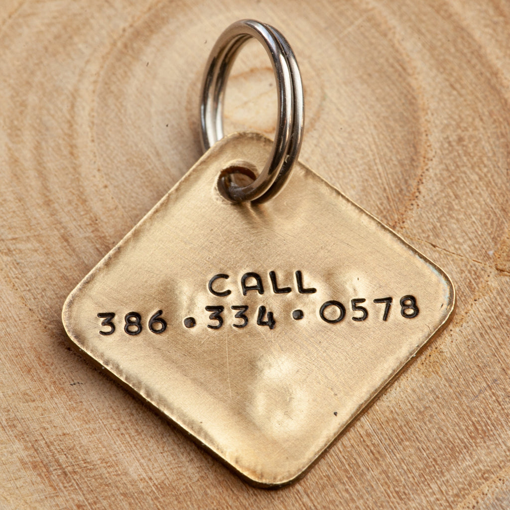 Hemp Leaf Pet Tag - Small 25/32" (20 mm) - pick your color Dog ID Tag - Personalized Cat ID Tag - Custom Pet Tag - Square Pet ID Tag