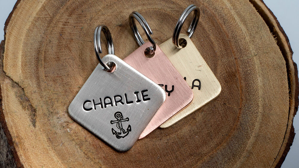 Anchor Pet Tag - Small 25/32" (20 mm) - pick your color Dog ID Tag - Personalized Cat ID Tag - Custom Pet Tag - Square Pet ID Tag - Nautical