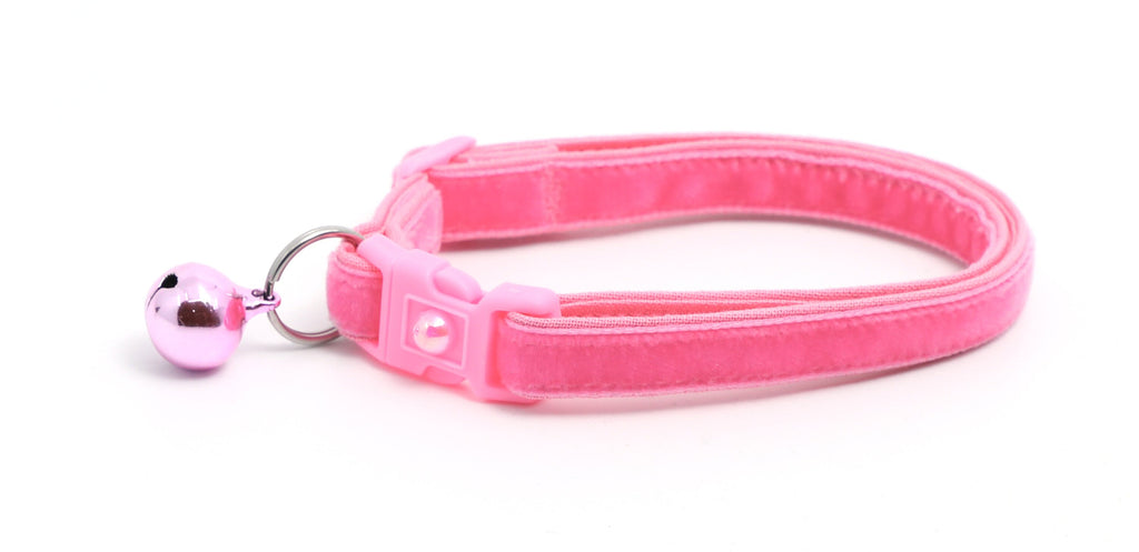 Soft Velvet Cat Collar - Peony Pink  - Kitten or Large Size B117D205