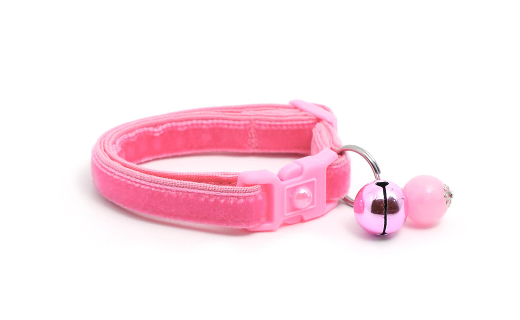 Soft Velvet Cat Collar - Peony Pink  - Kitten or Large Size B117D205