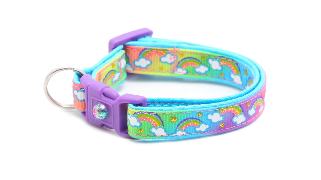 Rainbow Cat Collar - Rainbows over Rainbow Ombre - Small or Large Breakaway Safety B13D84