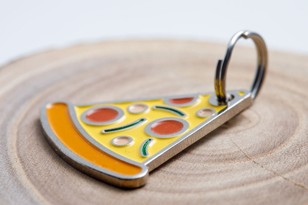 Engraved Pizza Pet ID Tag - Personalized Cat or Dog Pizza ID Tag - Custom Pet Name Tag