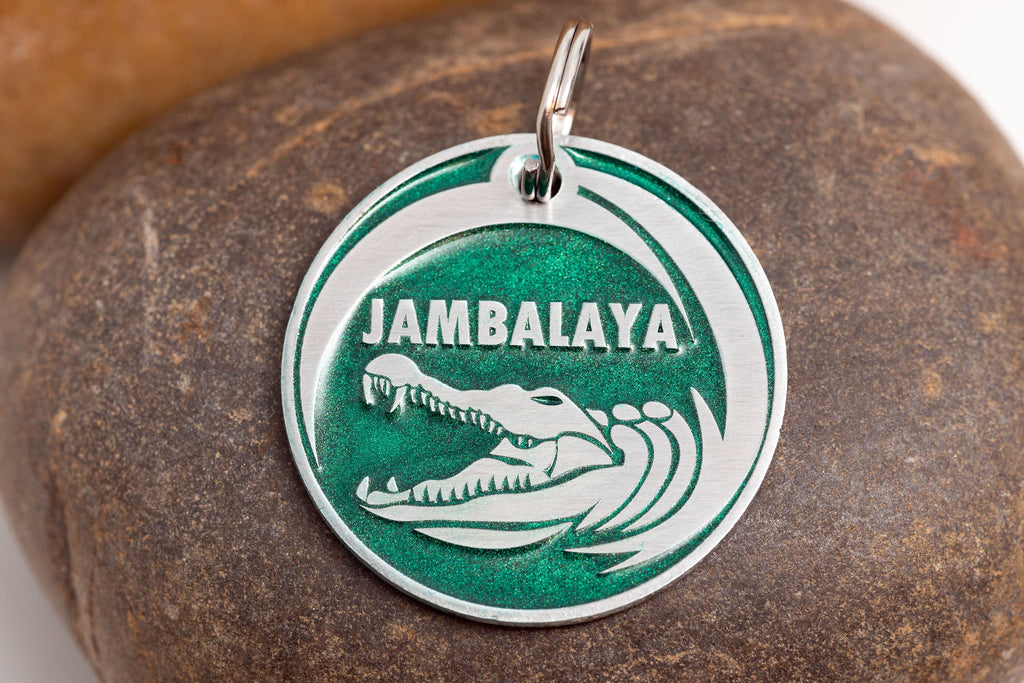 Engraved Gator Pet ID Tag  - Cat or Dog Identification Tag - 1" Alligator Pet ID Tag Tag - Custom personalized Name Tag
