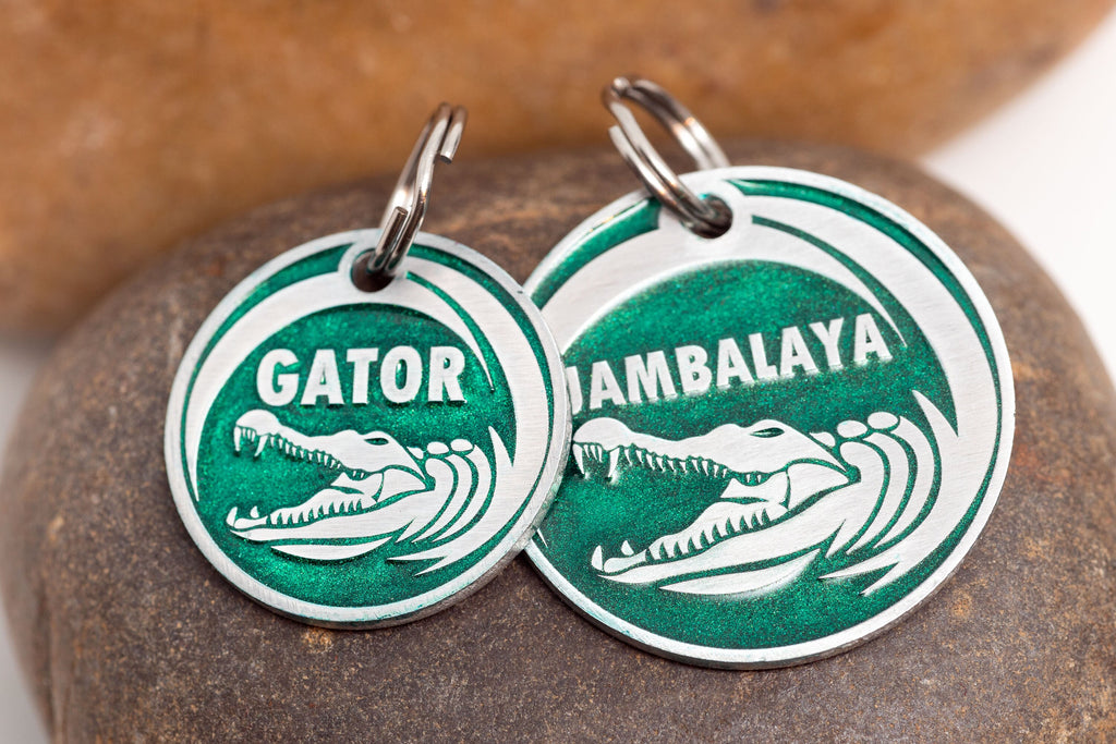 Engraved Gator Pet ID Tag  - Cat or Dog Identification Tag - 1" Alligator Pet ID Tag Tag - Custom personalized Name Tag