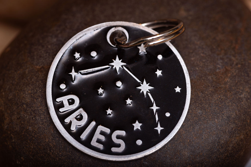 Deep Engraved Aries Constellation Pet ID Tag Personalized for your Cat or Dog